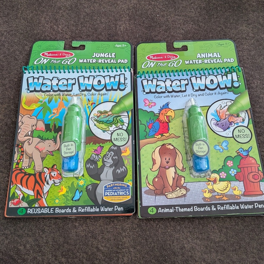 Melissa & Doug Water Wow On the Go Jungle & Animal Water Reveal Pads Set of 2